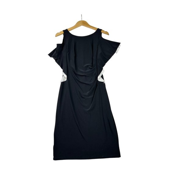 Lauren Ralph Lauren‎ Cold Shoulder Dress sz 4 Black/White - Picture 1 of 8